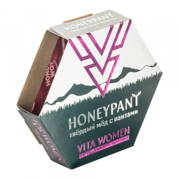 Карамель медовая твердый мед, с пантогематогеном, HoneyPant Vita Women, 36 г