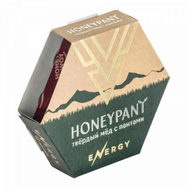Карамель медовая твердый мед, с пантогематогеном, HoneyPant Energy, 36 г
