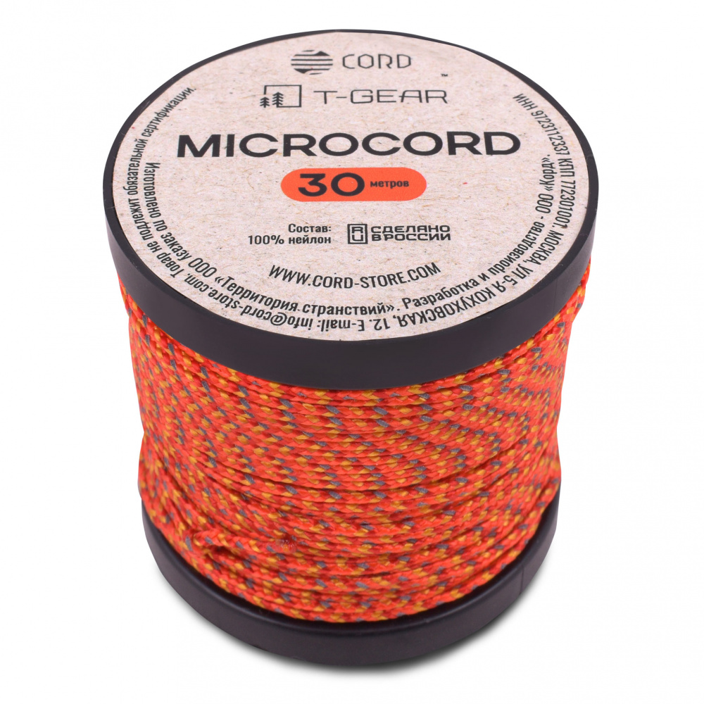 Микрокорд T-Gear x CORD nylon катушка 30м световозвращающий
