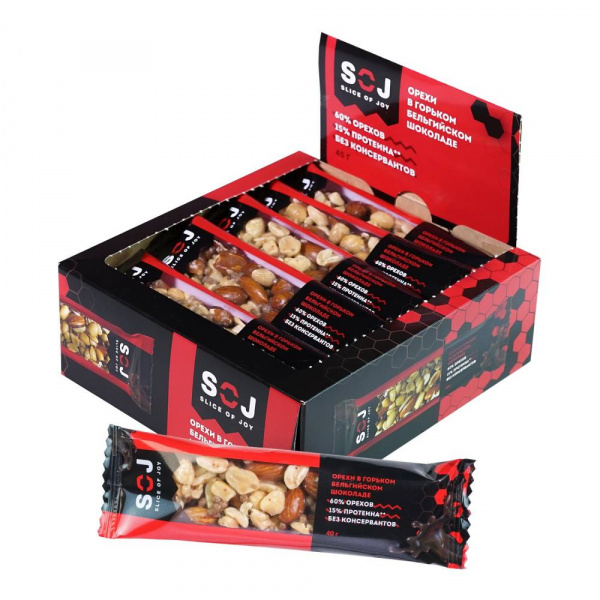 Батончик ореховый со вкусом Айриш-Крим АРАХИС-МИНДАЛЬ-ГОРЬКИЙ ШОКОЛАД 40г