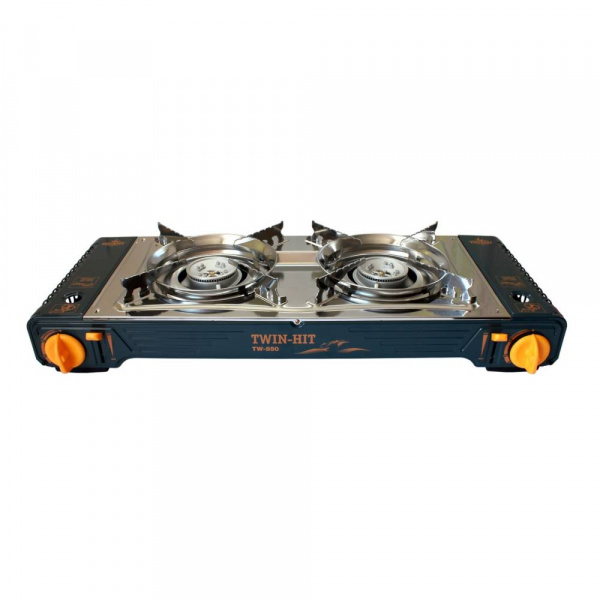 Плита газовая портативная TWIN-HIT (TW-850) - двухконфорочная с переходником, «Tourist»