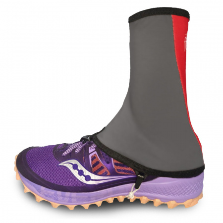 Гамаши беговые Veloforma.net True светоотражающие высокопрочные серые/красные M