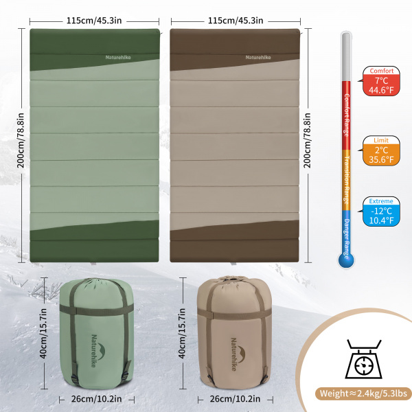 Спальный мешок Naturehike YC300 extra wide CNK2300019