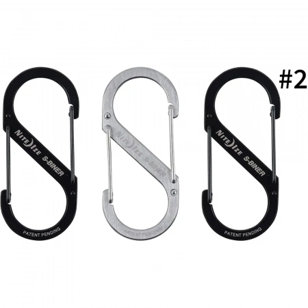 Карабин металлический NiteIze S-Biner, размер 2, 3 шт., черный/металл