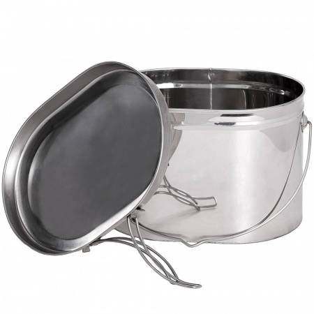 Котелок низкий нержавеющий, крышка с ручками. (Роза ветров)