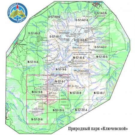 Карты износостойкие для туристов: набор Камчатка: Природный парк «Ключевской»
