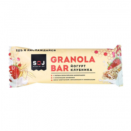 Батончик злаковый GRANOLA BAR со вкусом йогурта и клубники. 40 г