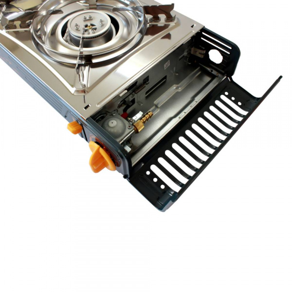 Плита газовая портативная TWIN-HIT (TW-850) - двухконфорочная с переходником, «Tourist»