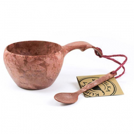 Чашка кукса KUPILKA 21 с чайной ложкой, в упаковке (Cranberry)