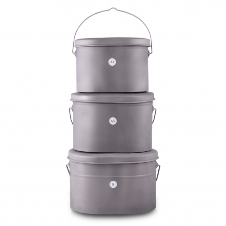 Набор низких котелков 3 шт.(3,3;4,5;6л) титан (Роза ветров)