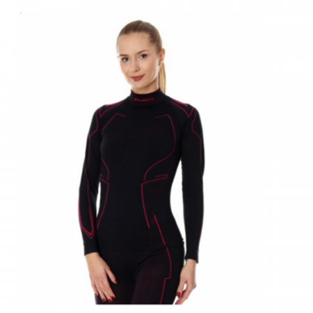Термобелье женское Brubeck футболка с длинным рукавом COOLER черная/амарант S