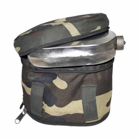 Набор посуды для солдата (котелок 1,7л, крышка 0,5л, фляга 0,7л, ложка,чехол) нерж. (Роза ветров)