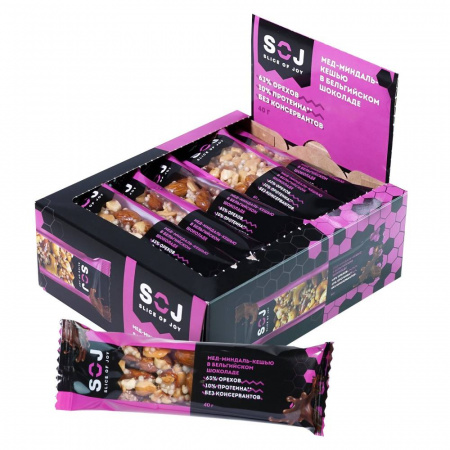 Батончик ореховый с ирисо-сливочным вкусом МЕД-МИНДАЛЬ-КЕШЬЮ 40г