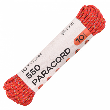 Паракорд 550 T-Gear x CORD nylon 10м световозвращающий (Red'n'Stripes)