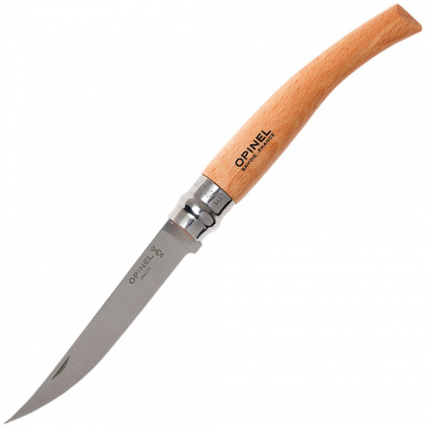 Нож филейный Opinel №10, нержавеющая сталь, рукоять бук