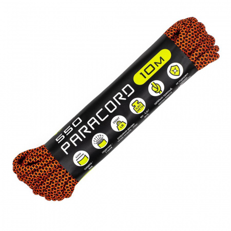 Паракорд 550 CORD nylon 10м RUS (neon orange snake)