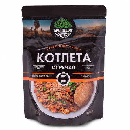 Готовое блюдо Каша гречневая с котлетой 250 г. (Кронидов)