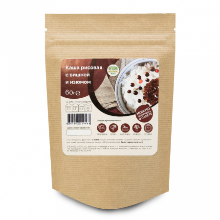 Organic Food Рисовая каша с вишней и изюмом, 60 гр