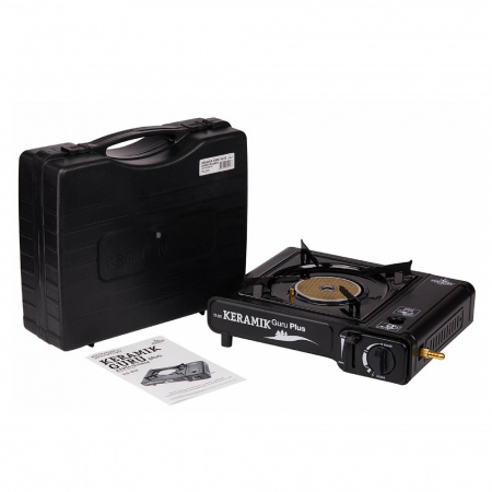 Плита газовая портативная KERAMIK GURU PLUS (TS-201) - с керамической конфоркой и переходником на бы