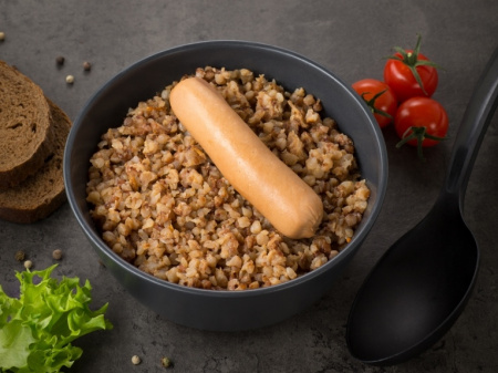 Готовое блюдо Каша гречневая с сосисками 250 г. (Кронидов)