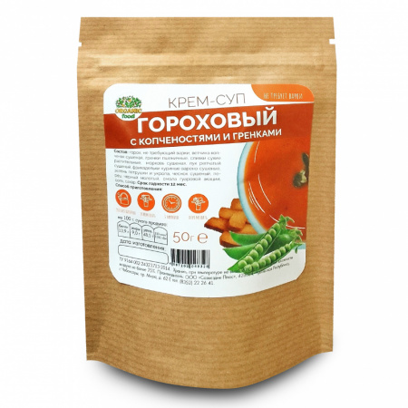 Organic Food Крем-суп гороховый с копченостями и гренками, 50 гр
