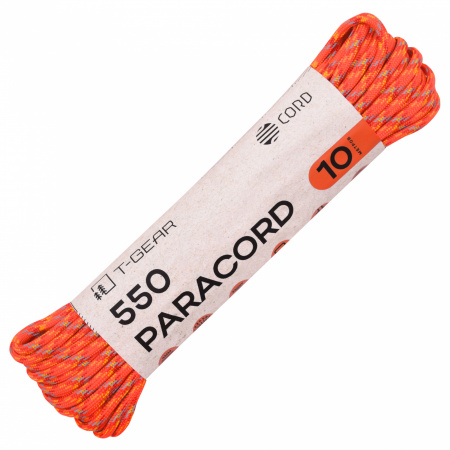Паракорд 550 T-Gear x CORD nylon 10м световозвращающий (Orange X)