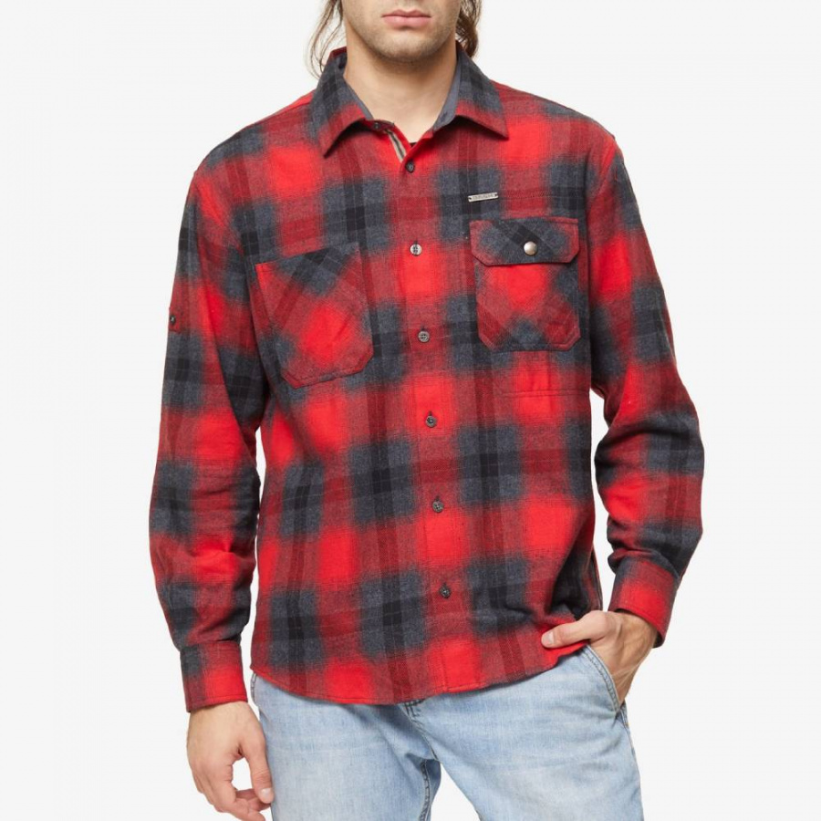 Рубашка BASK Grizzly тартан красная/серая 48