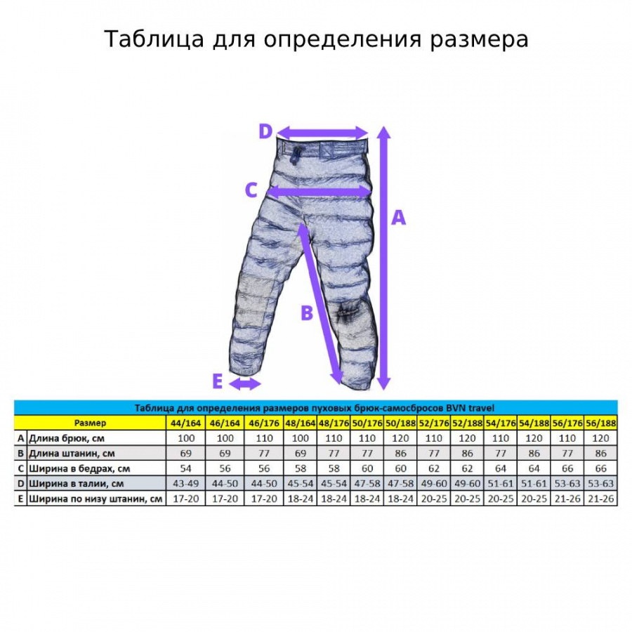 Брюки-самосбросы пуховые BVN Крокусы-2 Брюки-самосбросы пуховые BVN Крокусы-2