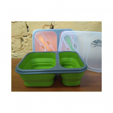 Контейнер силиконовый Tramp TRC-090 с двумя отделениями, крышкой и ловилкой 900 мл)