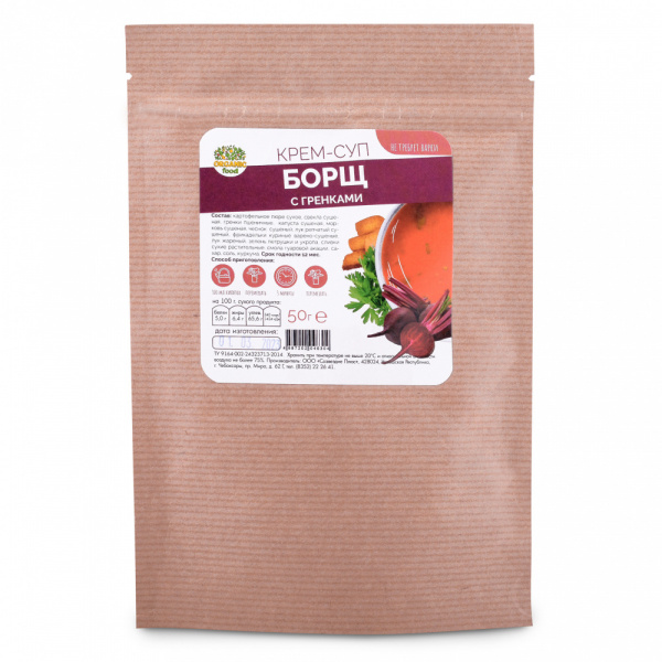 Organic Food Крем-суп борщ с гренками, 50 гр
