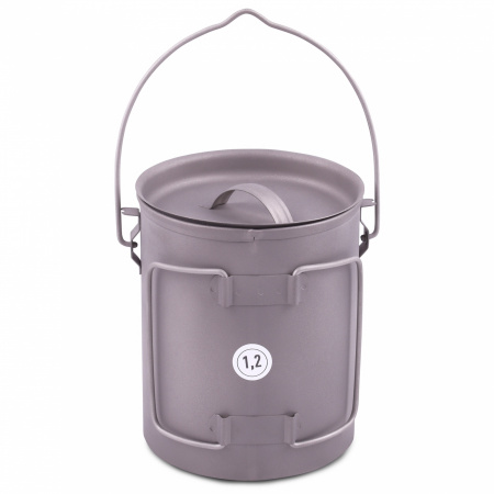 Котелок-чайник-кружка круглая (титан) 1,2л (Роза ветров)