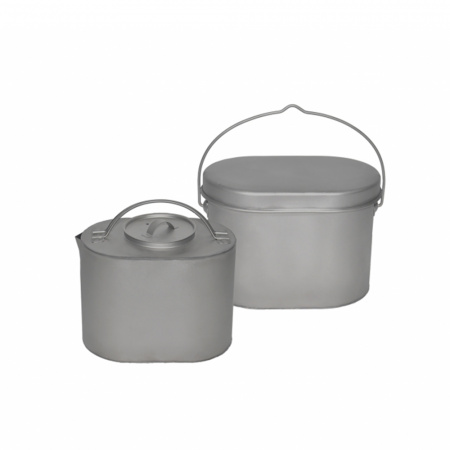 Набор охотника: котелок 4,5л, чайник 3,3л титан. (Роза ветров)