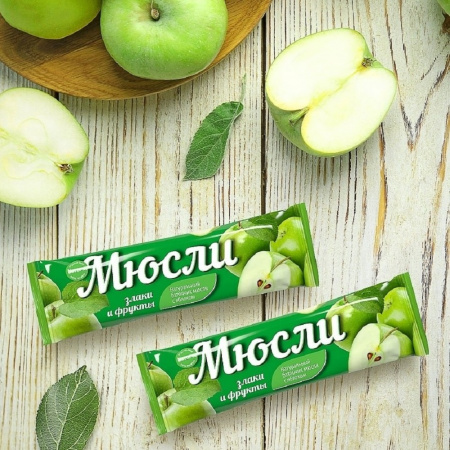 Мюсли прессованные. Батончик Effort muesli яблоко и злаки