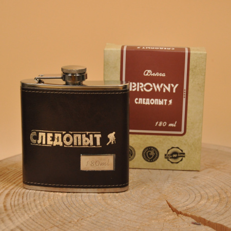 Фляжка «СЛЕДОПЫТ - Browny » в кож. оплете, 240 мл, цв. корич (Следопыт)