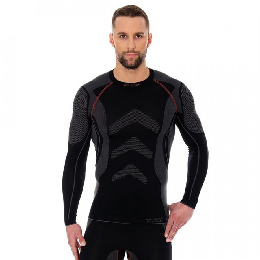 Термобелье мужское Brubeck футболка с длинным рукавом PROTECT черная/графитовая XXXL