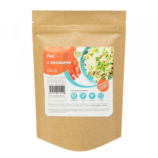Organic Food Рис с овощами, 60 гр