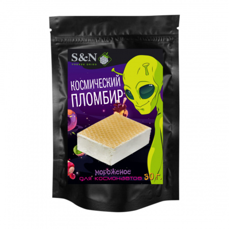 Мороженое сублимированное пломбир, брикет на вафлях Инопланетянин (30 гр.) (Здоровая Еда)