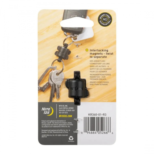 Брелок для ключей NiteIze KeyRing 360 Magnetic Quick Connector, магнитный замок