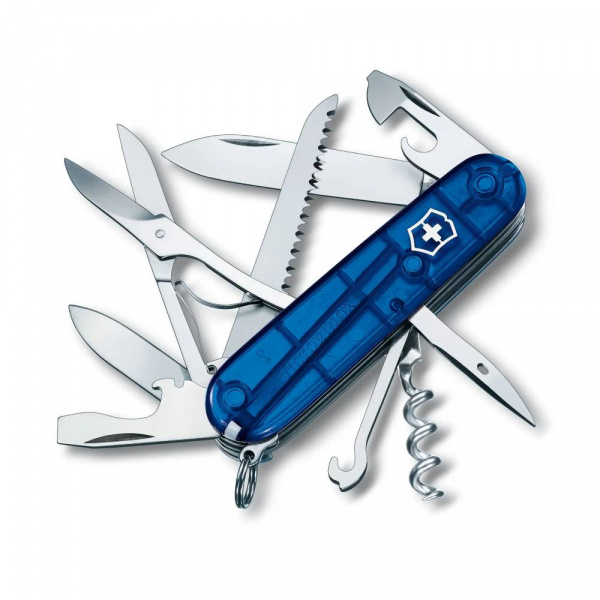 Нож перочинный Victorinox Huntsman (1.3713.T2) 91мм 15функц. прозрачн. синий