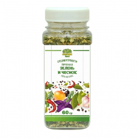 Organic Food Пряная зелень и чеснок, 60 гр. ПЭТ Organic Food Пряная зелень и чеснок, 60 гр. ПЭТ