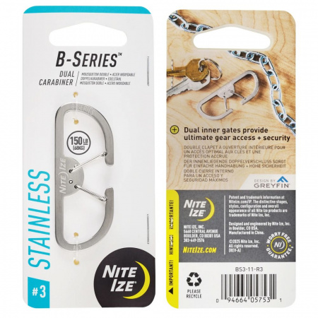 Карабин металлический NiteIze B-Series Dual Carabiner, размер 3