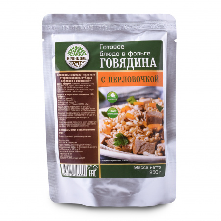 Готовое блюдо Говядина с перловочкой 250 г. (Кронидов)