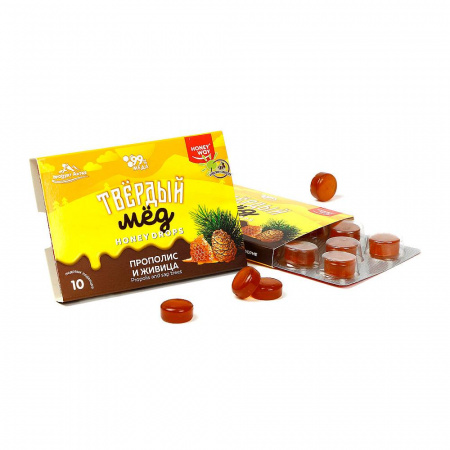 Карамель медовая твердый мед, прополис и живица, 30 г