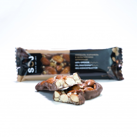 Батончик ореховый со сливочно-карамельным вкусом "МИНДАЛЬ-КАРАМЕЛЬ" 40г