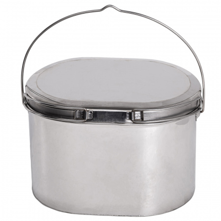 Котелок низкий нержавеющий, крышка с ручками. (Роза ветров)