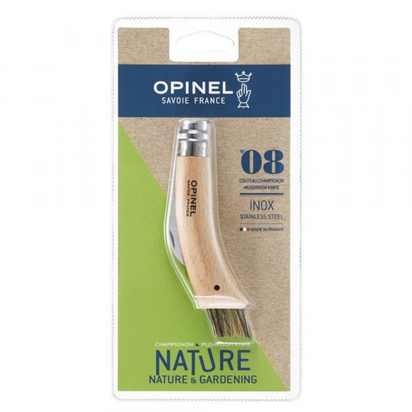 Нож грибника Opinel №8, нержавеющая сталь, рукоять бук, блистер, 1250