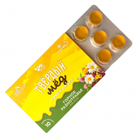 Карамель медовая твердый мед, горное разнотравье, 30г