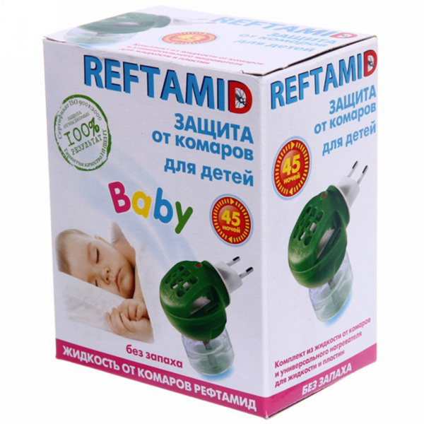 Репеллент "Рефтамид" Детский, комплект фумигатор+флакон с жидкостью, 45 ночей, без запаха (Следопыт)