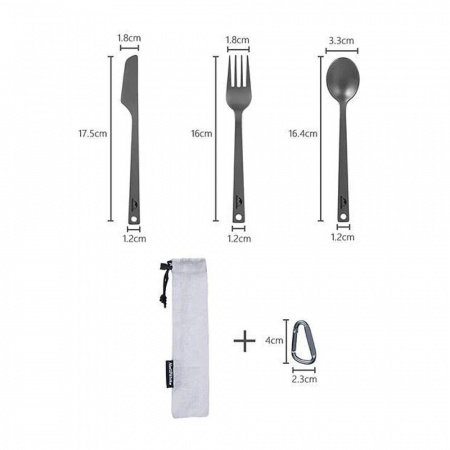Набор титановых приборов Naturehike TZD11 NH19T011-D (ложка, вилка, нож)