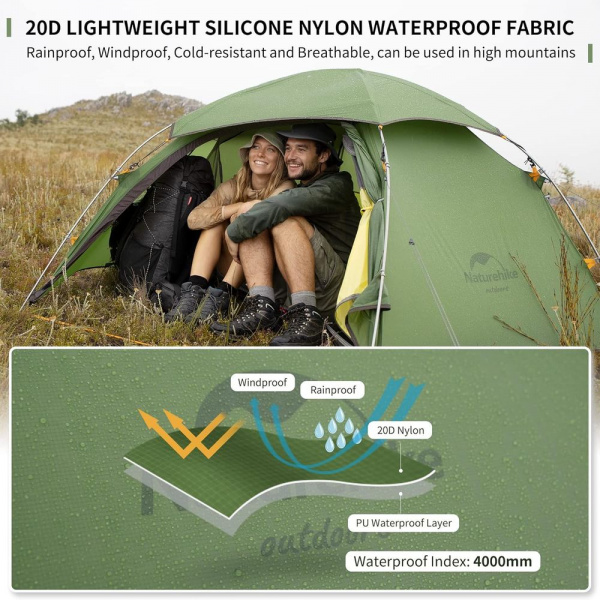 Палатка Naturehike Cloud Peak 2 20D NH17K240-Y